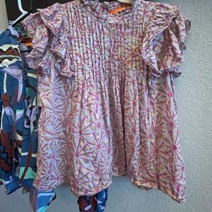 Oliphant pintuck Ruffle Sleeve Blouse